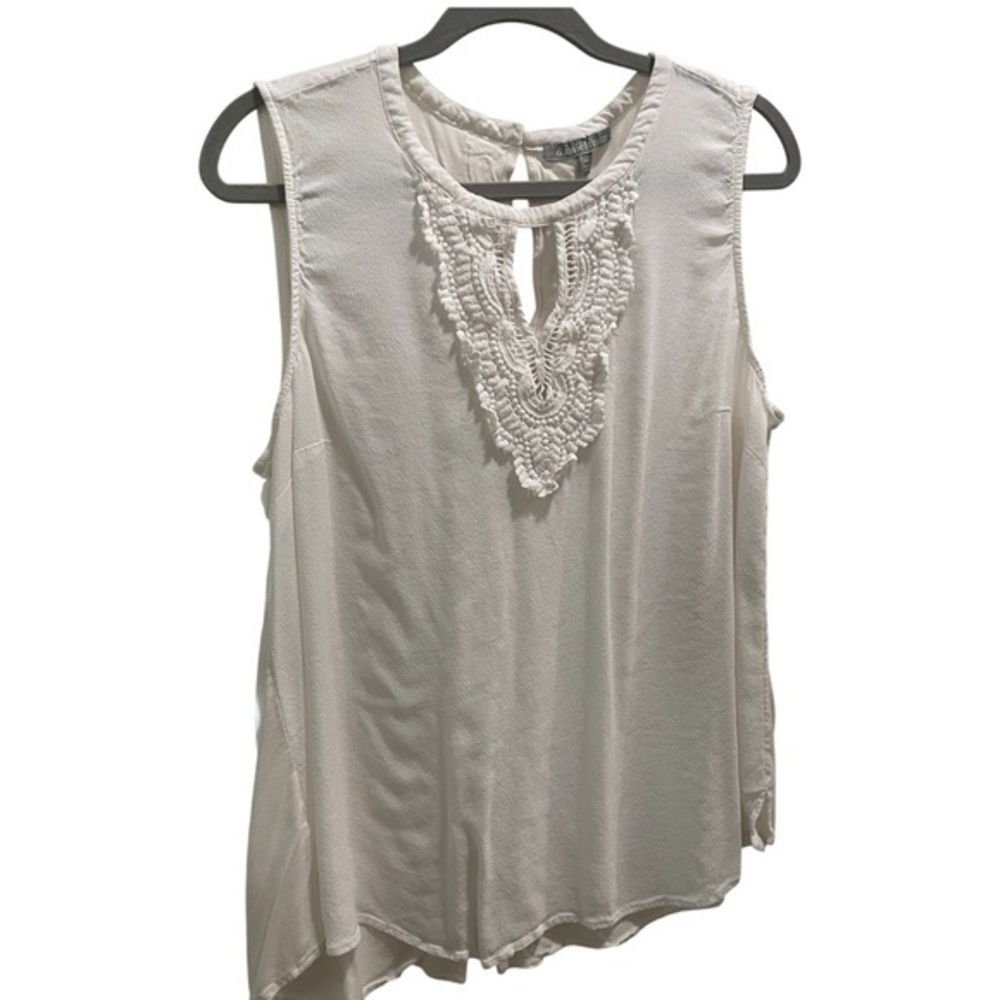 Daniel Rainn Tan Sleeveless Ruffled Blouse
